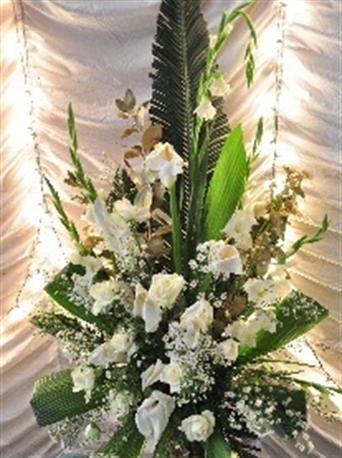 Large White and Gold Floral Arrangement for Weddings